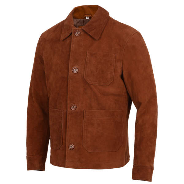 Brown Suede Leather Jacket - Image 4