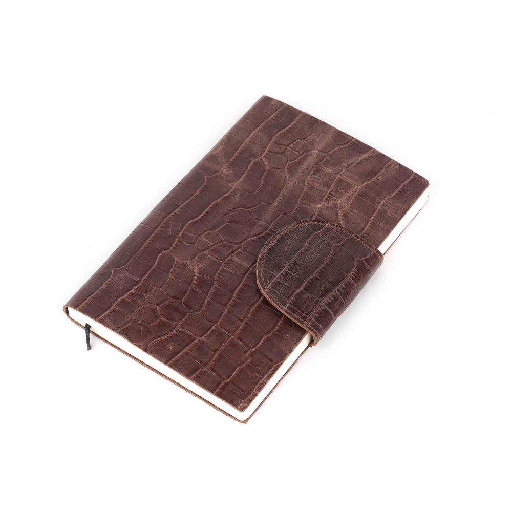 brown leather notebook