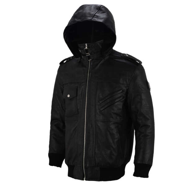 Hoodie Leather Jacket