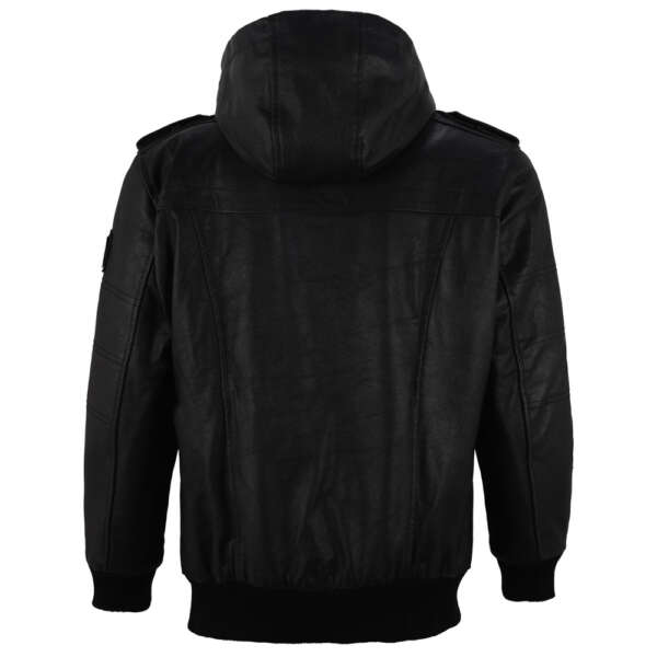Hoodie Leather Jacket - Image 4